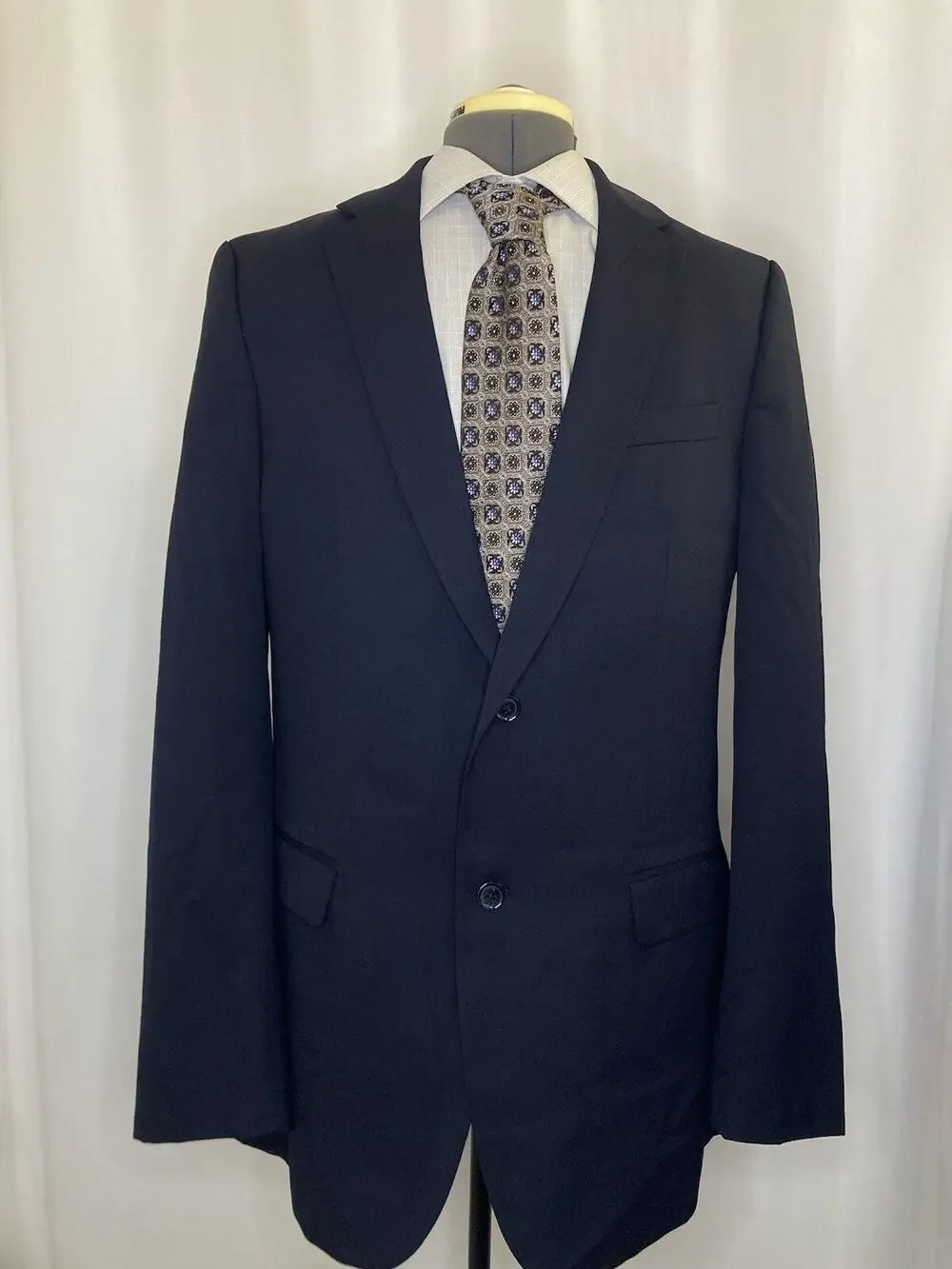 Tommy Hilfiger 44XL Slim Blazer Navy Blue Wool Mens XL Sport Coat Suit Jacket *